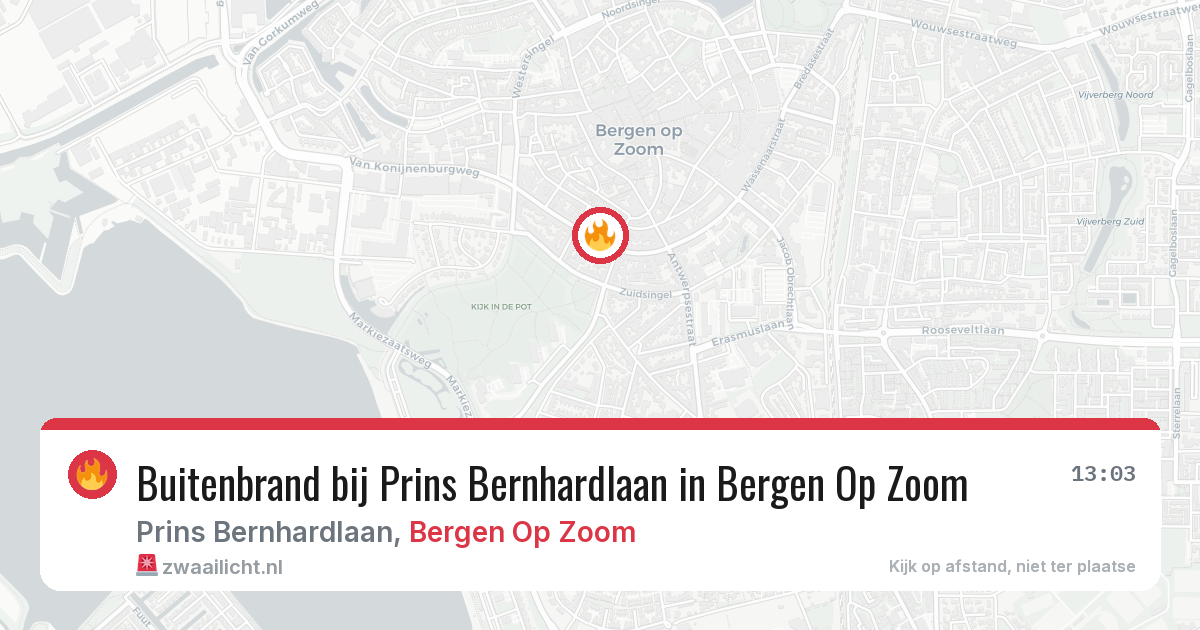 Buitenbrand bij Prins Bernhardlaan in Bergen Op Zoom — 6 aug 2026
