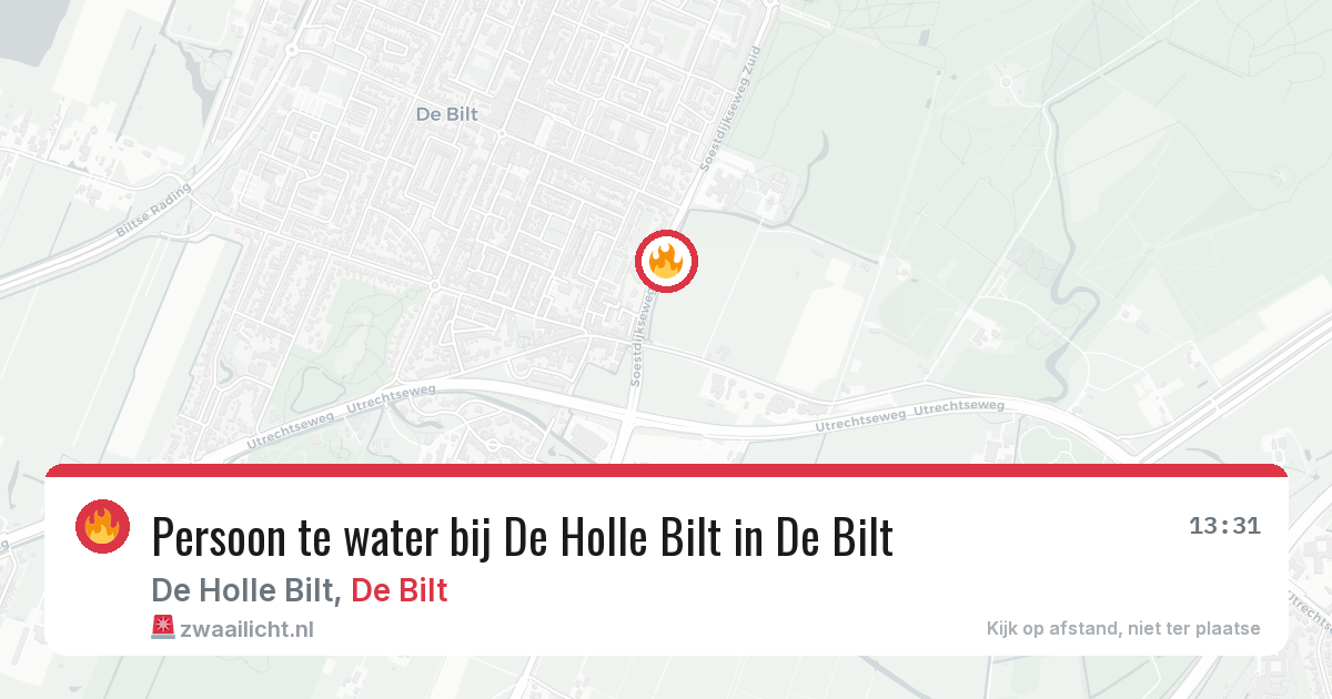 Persoon te water bij De Holle Bilt in De Bilt — 29 jul 2026