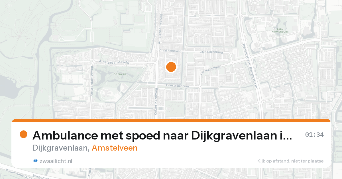 Ambulance met spoed naar Dijkgravenlaan in Amstelveen — 20 aug 2026
