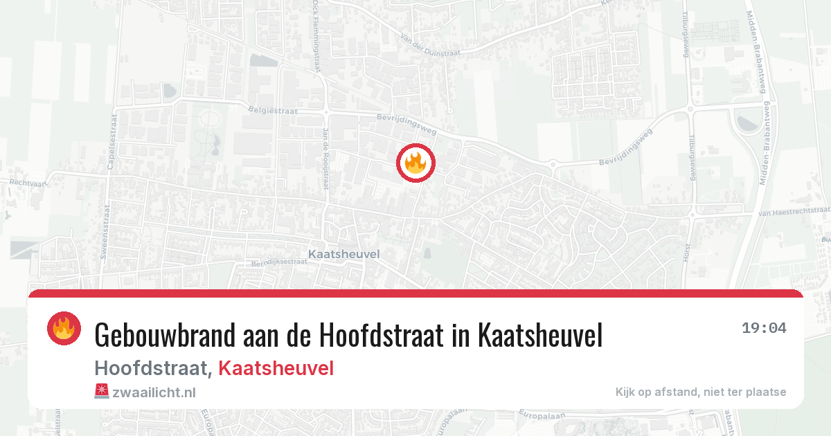 Gebouwbrand aan de Hoofdstraat in Kaatsheuvel — 15 jul 2026