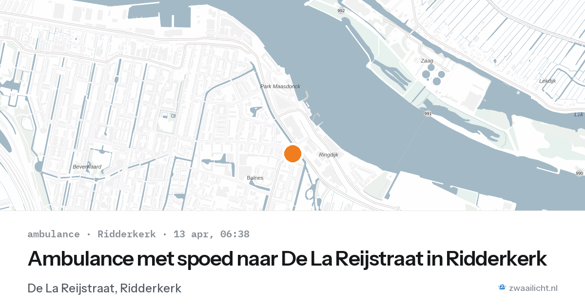 Ambulance met spoed naar De La Reijstraat in Ridderkerk — 13 apr 2026