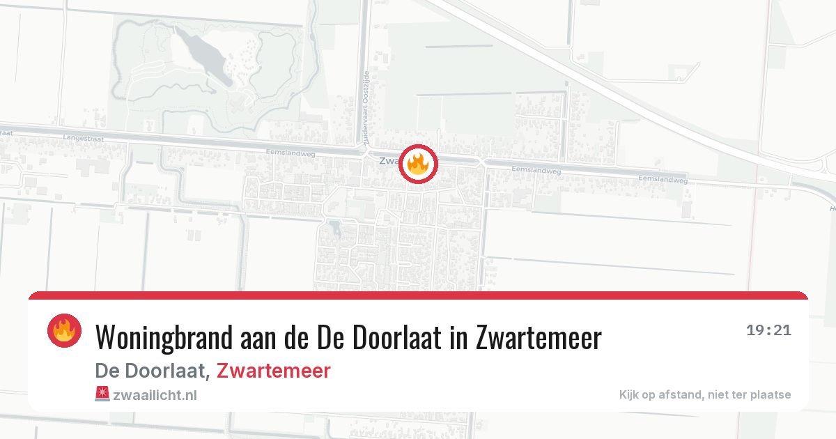 Woningbrand aan de De Doorlaat in Zwartemeer — 29 mrt 2026