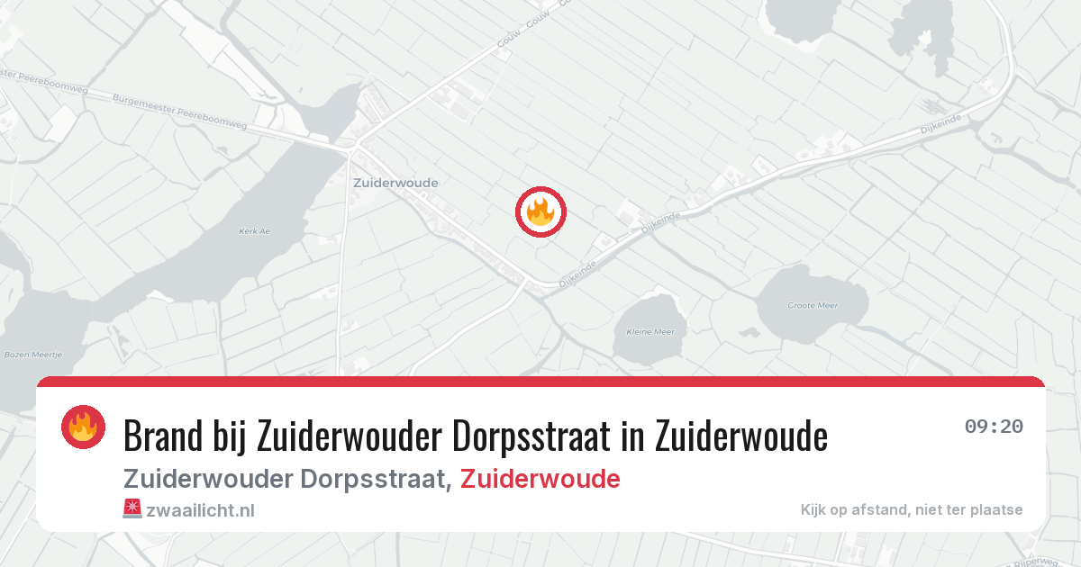 Brand bij Zuiderwouder Dorpsstraat in Zuiderwoude — 5 apr 2026