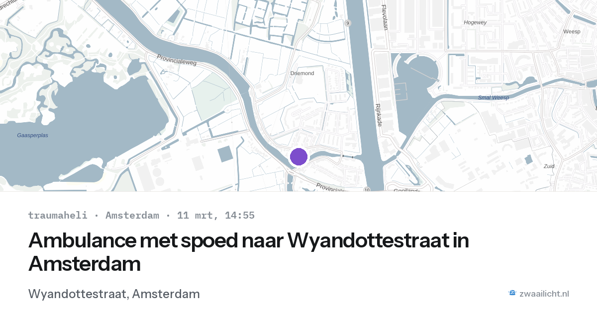 Ambulance met spoed naar Wyandottestraat in Amsterdam — 11 mrt 2026