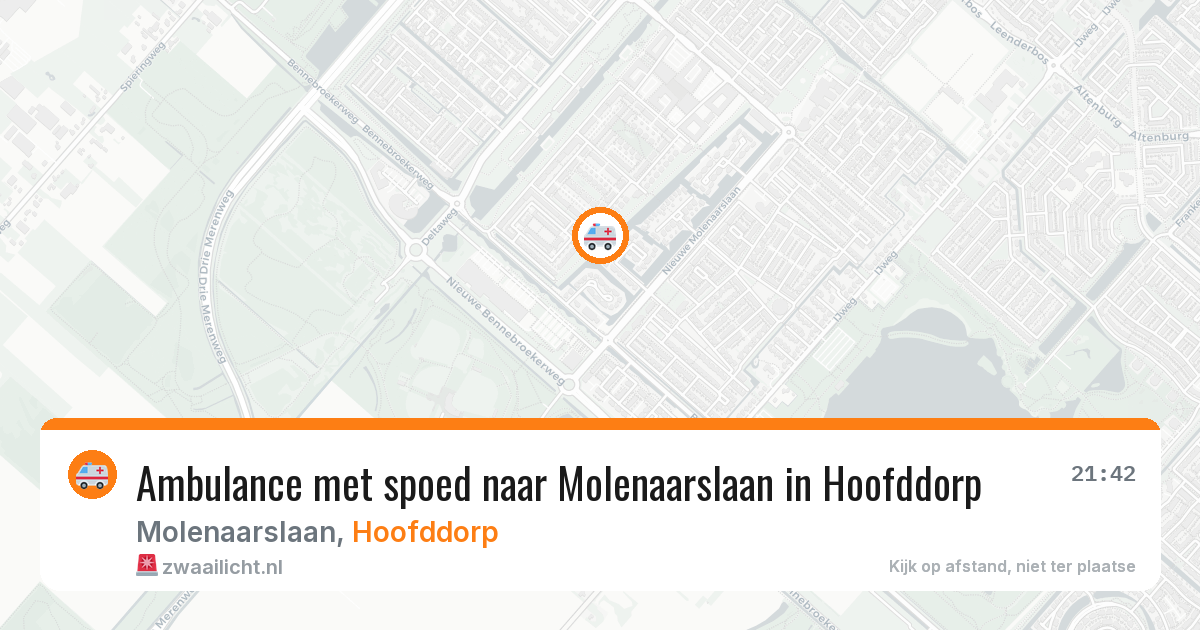 Ambulance met spoed naar Molenaarslaan in Hoofddorp — 10 jul 2026