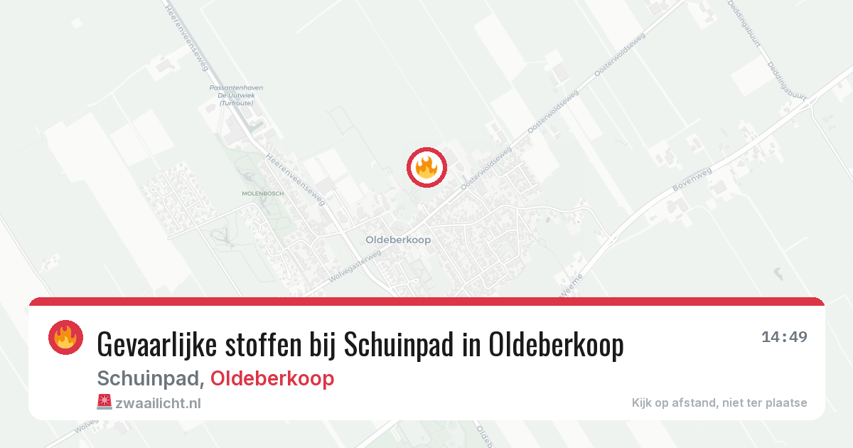 Gevaarlijke stoffen bij Schuinpad in Oldeberkoop — 21 mrt 2026