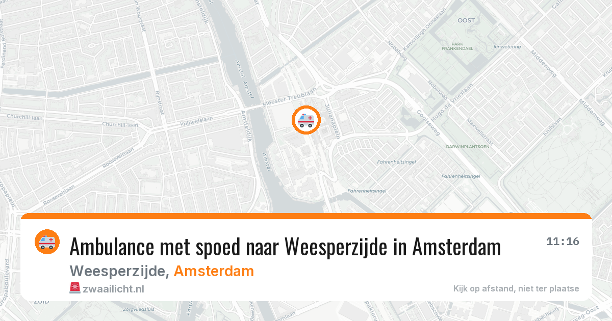 Ambulance met spoed naar Weesperzijde in Amsterdam — 14 aug 2026