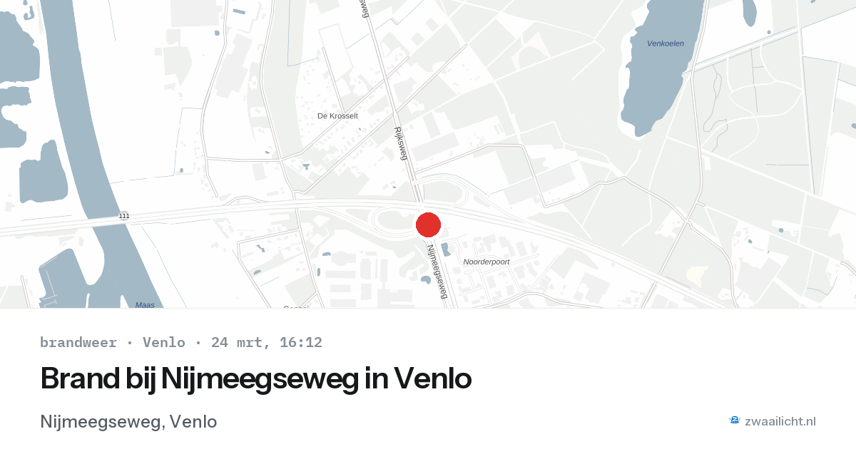 Brand bij Nijmeegseweg in Venlo — 24 mrt 2026