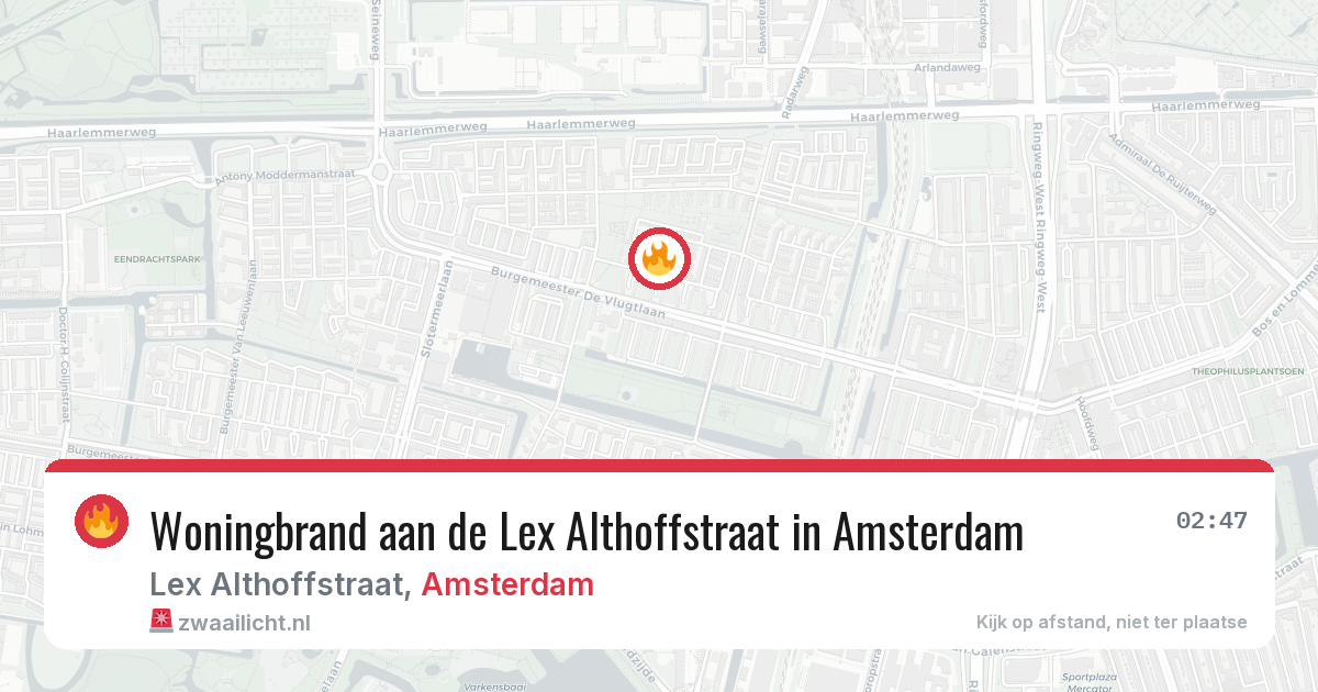 Woningbrand aan de Lex Althoffstraat in Amsterdam — 6 jul 2026