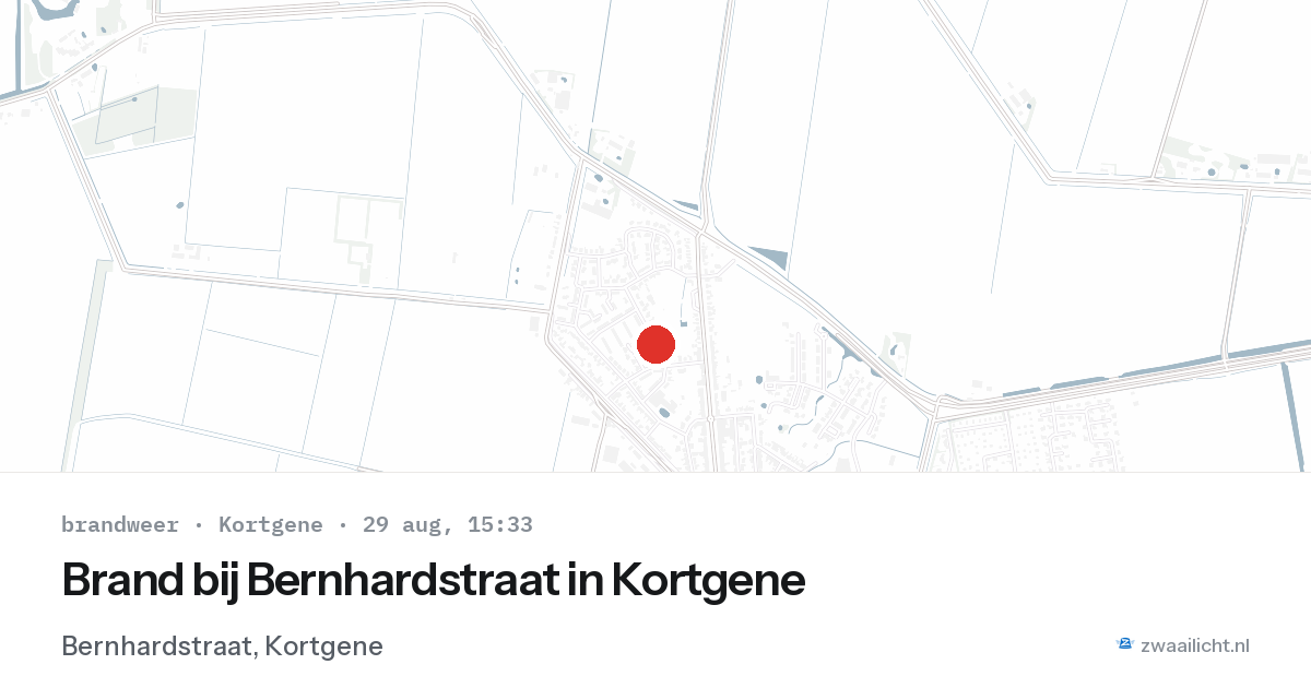 Brand bij Bernhardstraat in Kortgene — 29 aug 2026