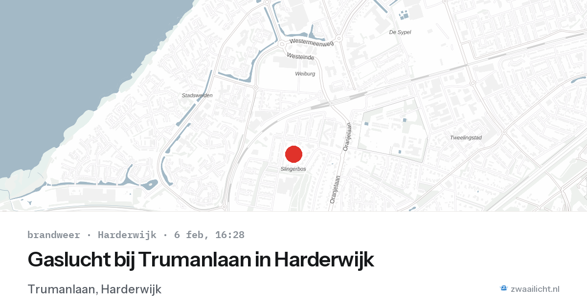 Gaslucht bij Trumanlaan in Harderwijk — 6 feb 2026