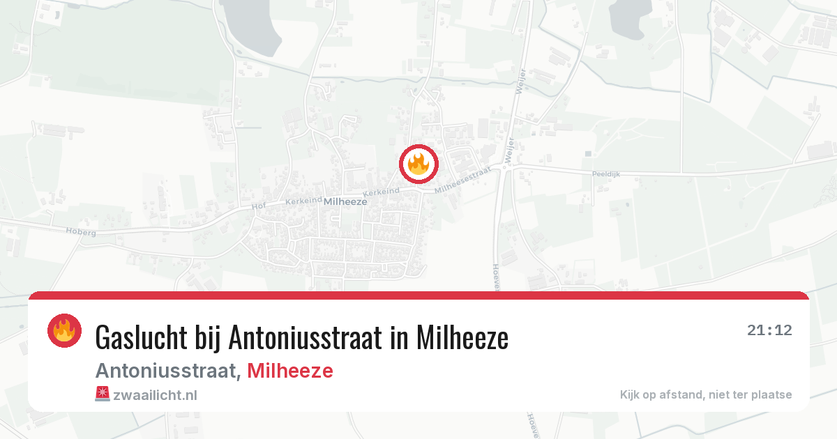 Gaslucht bij Antoniusstraat in Milheeze — 3 jul 2026