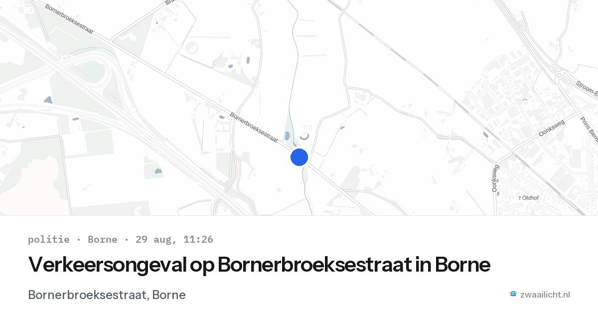Verkeersongeval op Bornerbroeksestraat in Borne — 29 aug 2026