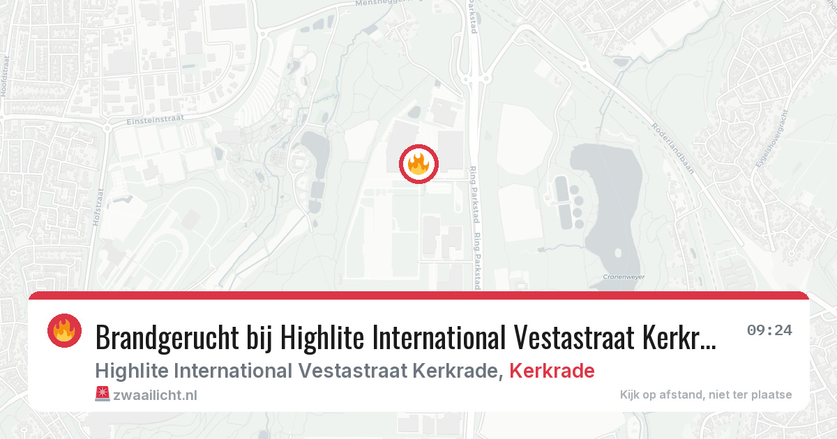 Brandgerucht bij Highlite International Vestastraat Kerkrade in Kerkrade — 13 aug 2026