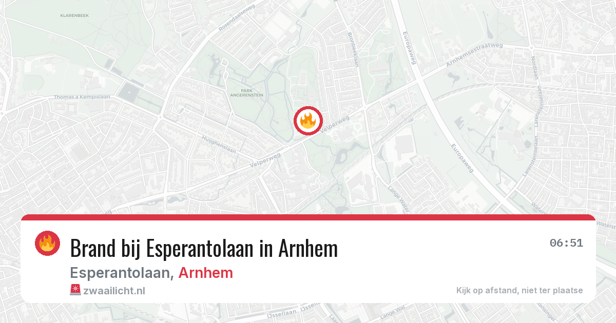 Brand bij Esperantolaan in Arnhem — 21 jun 2026