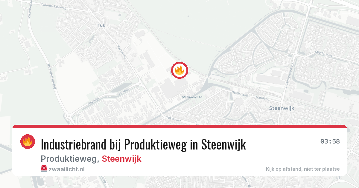 Industriebrand bij Produktieweg in Steenwijk — 26 jun 2026