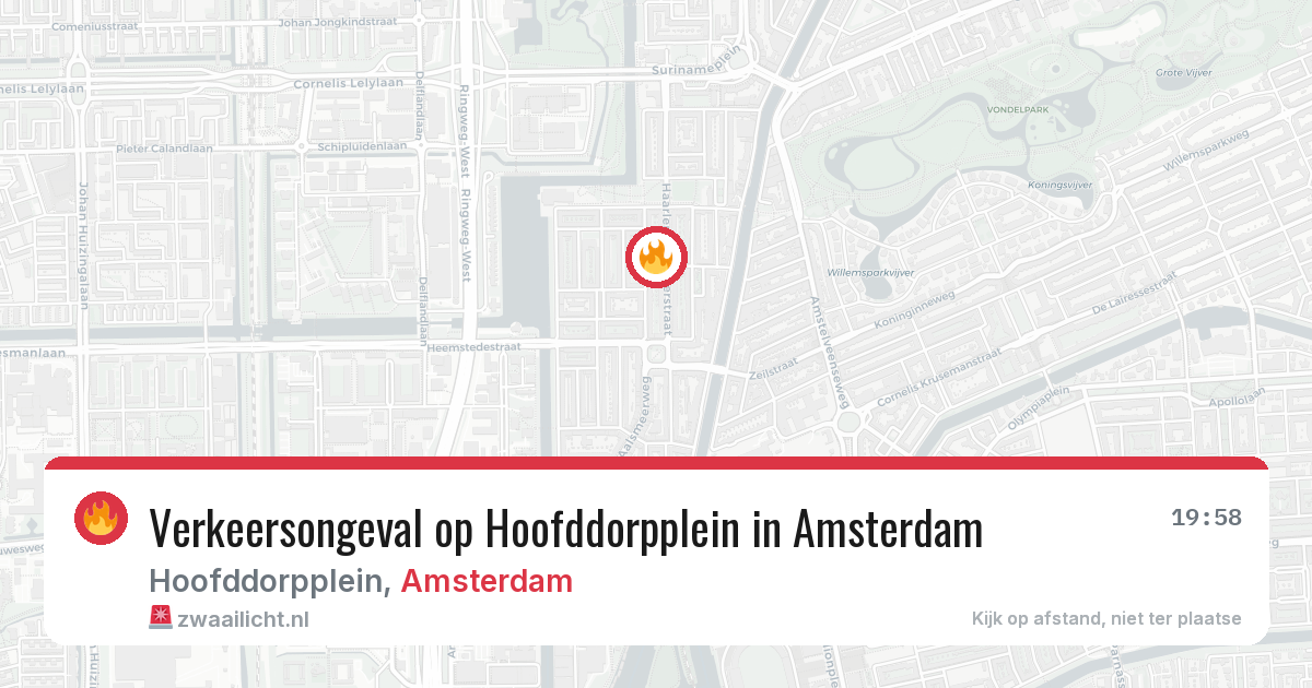 Verkeersongeval op Hoofddorpplein in Amsterdam — 10 aug 2026