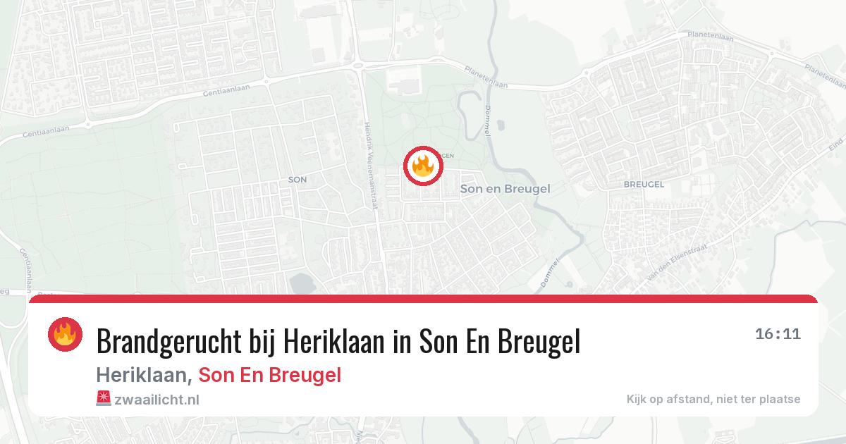 Brandgerucht bij Heriklaan in Son En Breugel — 24 jun 2026