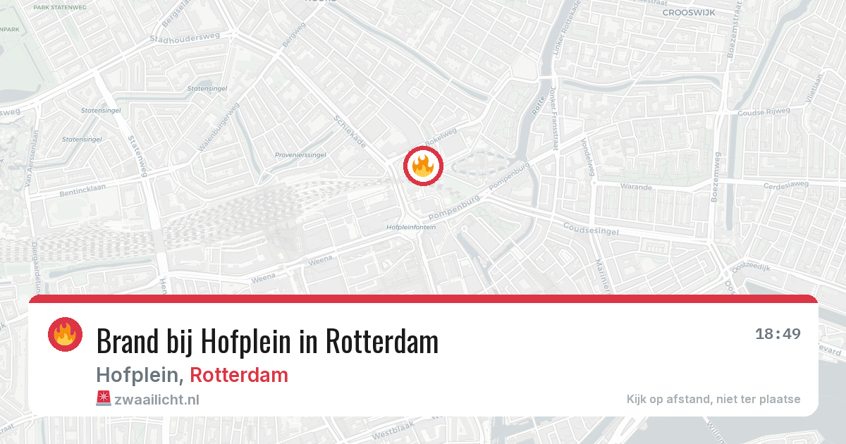 Brand bij Hofplein in Rotterdam — 8 apr 2026