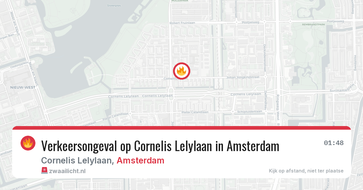 Verkeersongeval op Cornelis Lelylaan in Amsterdam — 13 aug 2026