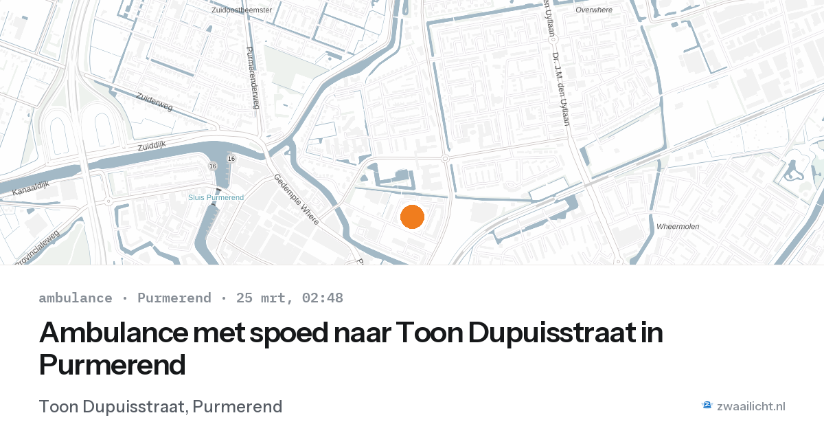 Ambulance met spoed naar Toon Dupuisstraat in Purmerend — 25 mrt 2026