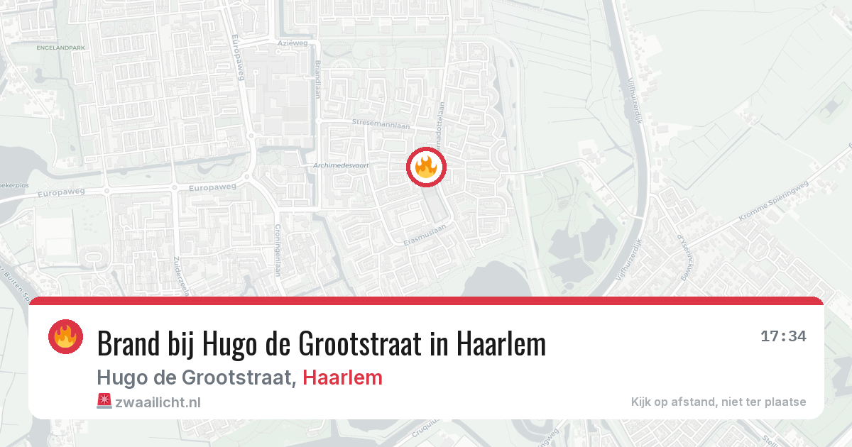 Brand bij Hugo de Grootstraat in Haarlem — 7 jul 2026