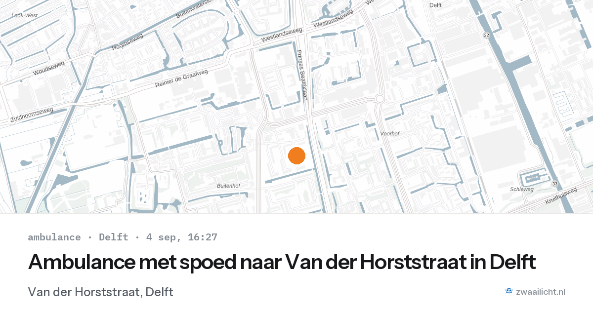 Ambulance met spoed naar Van der Horststraat in Delft — 4 sep 2026