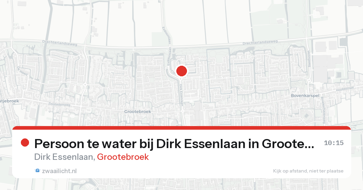 Persoon te water bij Dirk Essenlaan in Grootebroek — 15 aug 2026