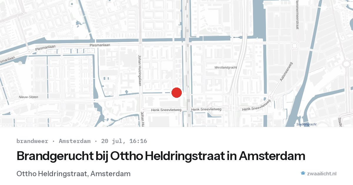 Brandgerucht bij Ottho Heldringstraat in Amsterdam — 20 jul 2026