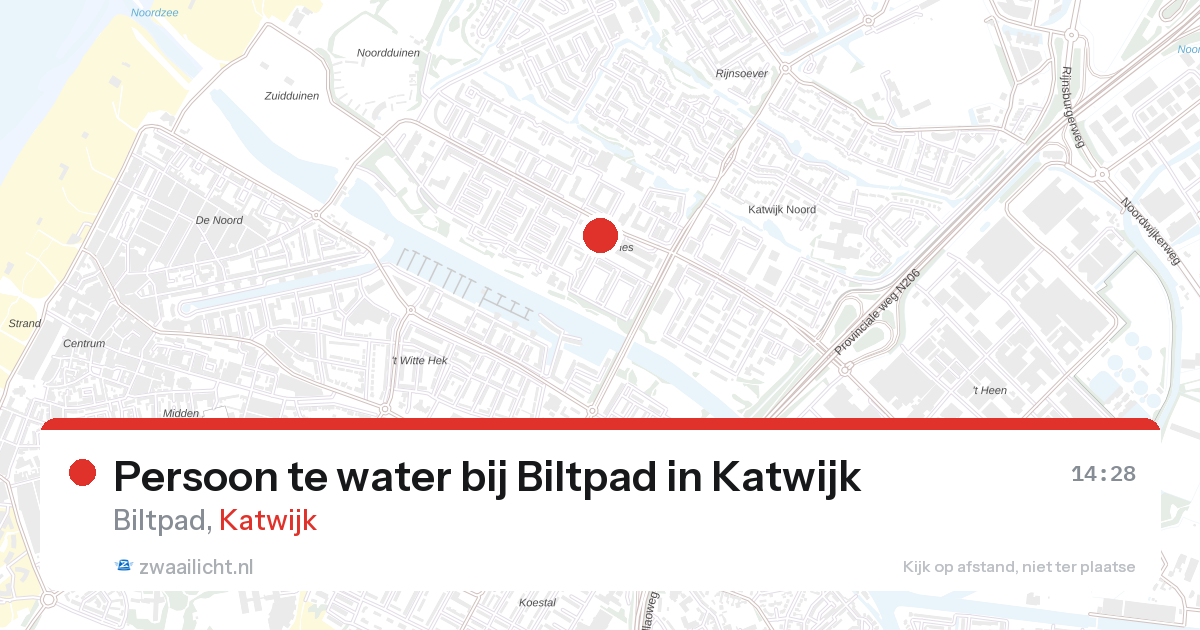 Persoon te water bij Biltpad in Katwijk — 28 aug 2026