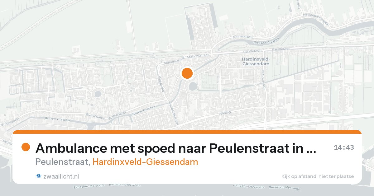 Ambulance met spoed naar Peulenstraat in Hardinxveld-Giessendam — 20 aug 2026