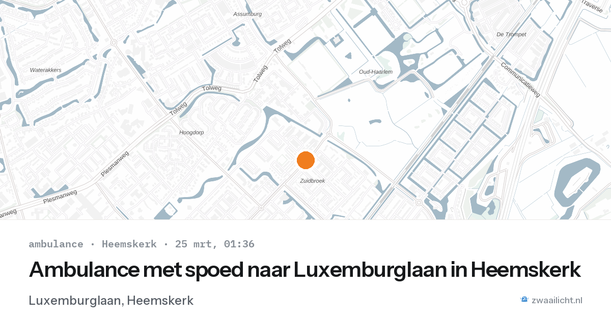 Ambulance met spoed naar Luxemburglaan in Heemskerk — 25 mrt 2026