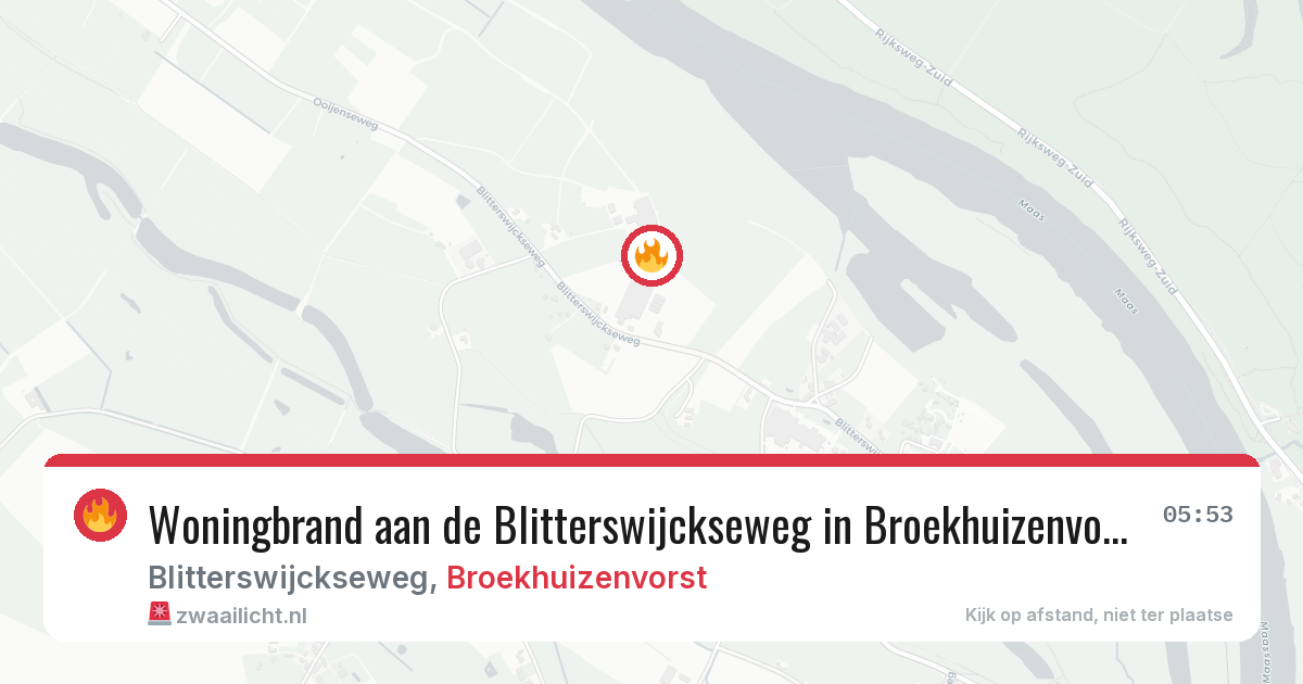 Woningbrand aan de Blitterswijckseweg in Broekhuizenvorst — 30 jul 2026