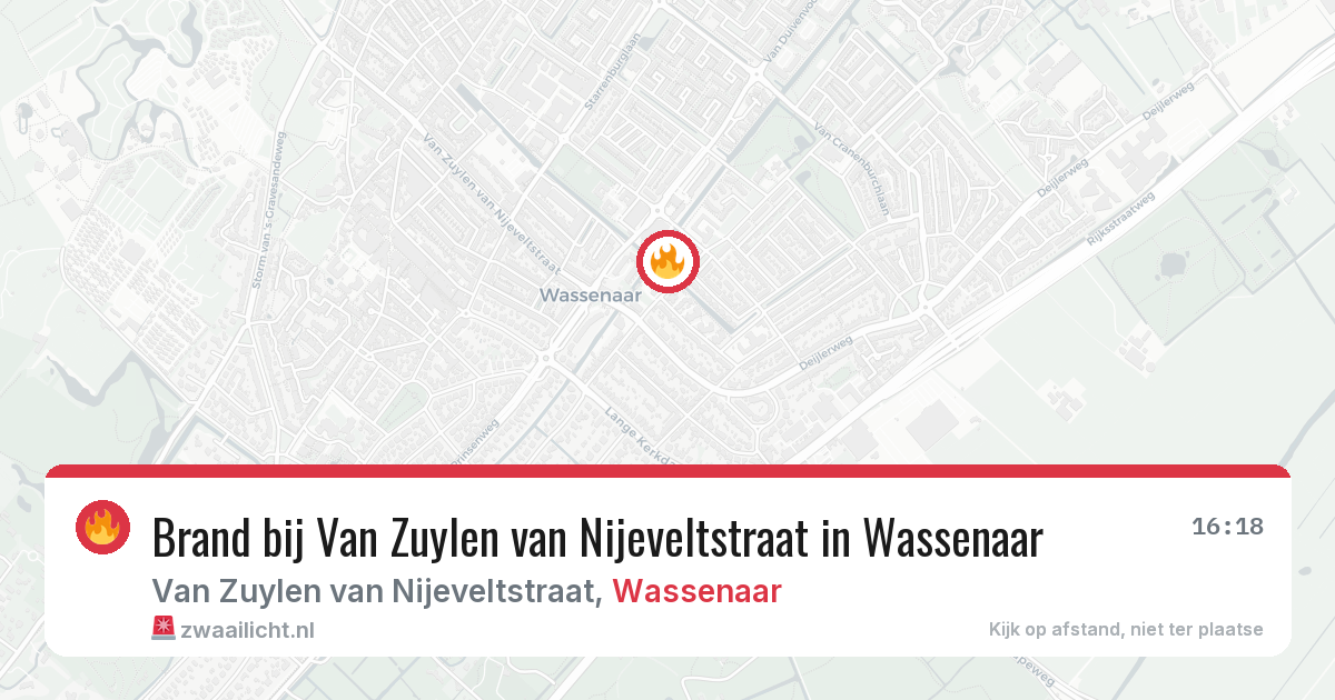 Brand bij Van Zuylen van Nijeveltstraat in Wassenaar — 30 jun 2026