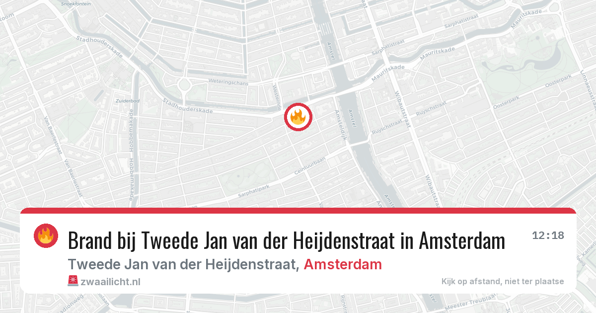 Brand bij Tweede Jan van der Heijdenstraat in Amsterdam — 10 aug 2026