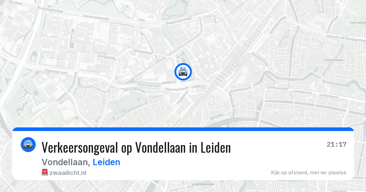 Verkeersongeval op Vondellaan in Leiden — 18 jul 2026