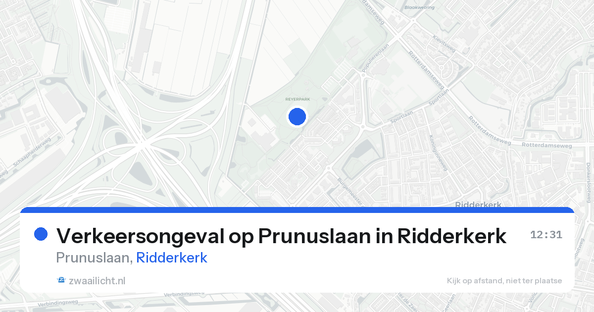 Verkeersongeval op Prunuslaan in Ridderkerk — 20 jan 2026