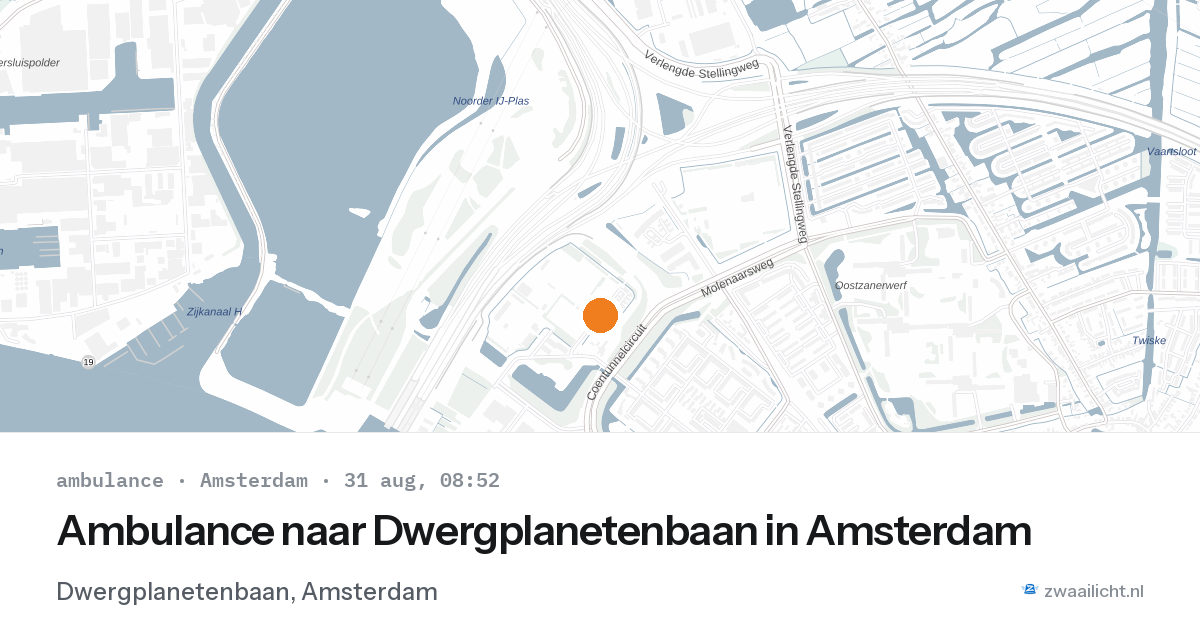 Ambulance naar Dwergplanetenbaan in Amsterdam — 31 aug 2026