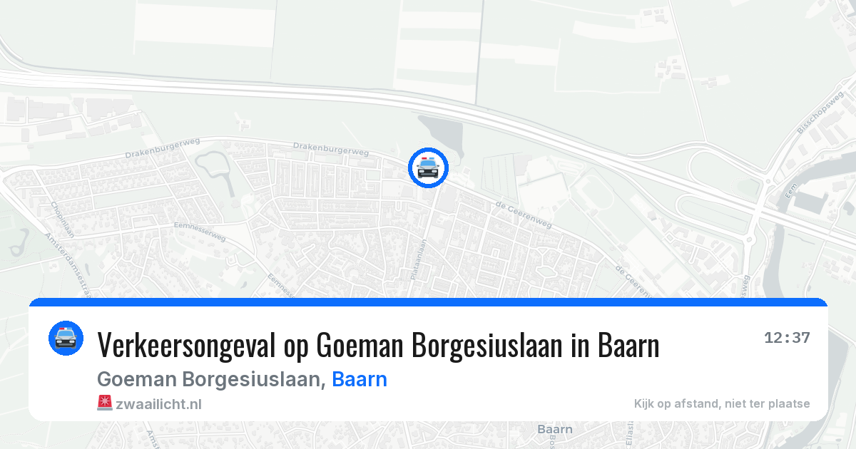 Verkeersongeval op Goeman Borgesiuslaan in Baarn — 3 aug 2026
