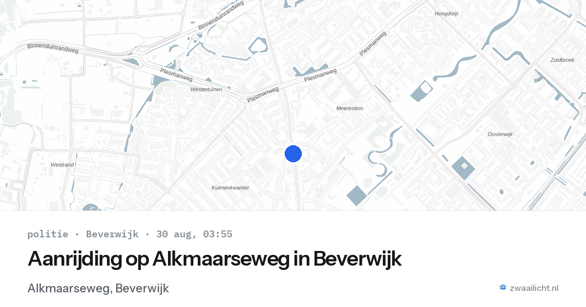 Aanrijding op Alkmaarseweg in Beverwijk — 30 aug 2026