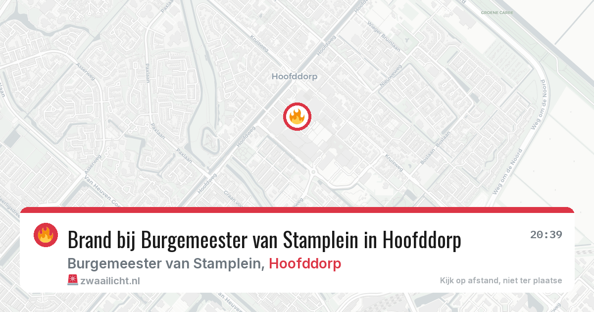 Brand bij Burgemeester van Stamplein in Hoofddorp — 29 jan 2026