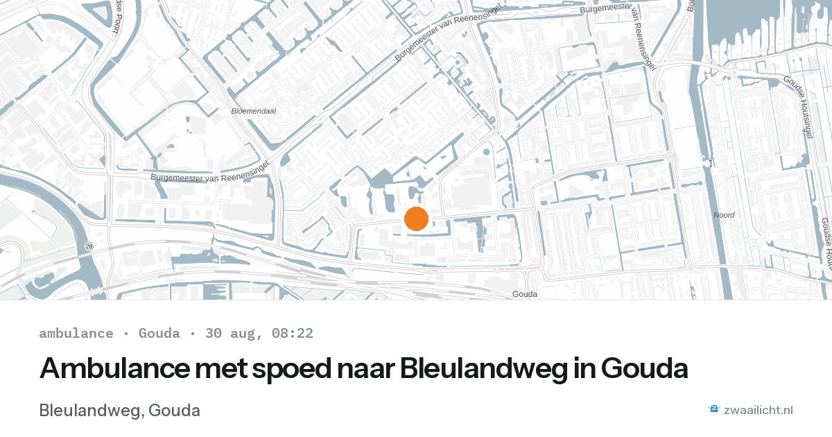 Ambulance met spoed naar Bleulandweg in Gouda — 30 aug 2026