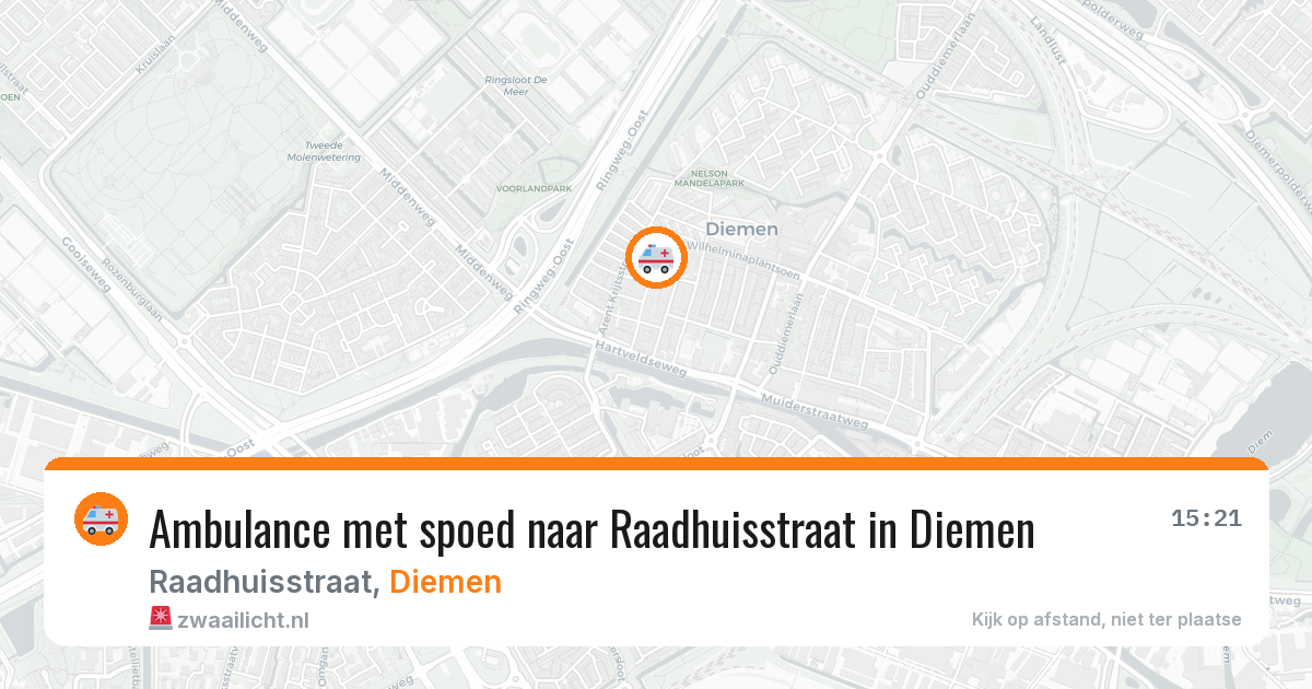 Ambulance met spoed naar Raadhuisstraat in Diemen — 26 apr 2026