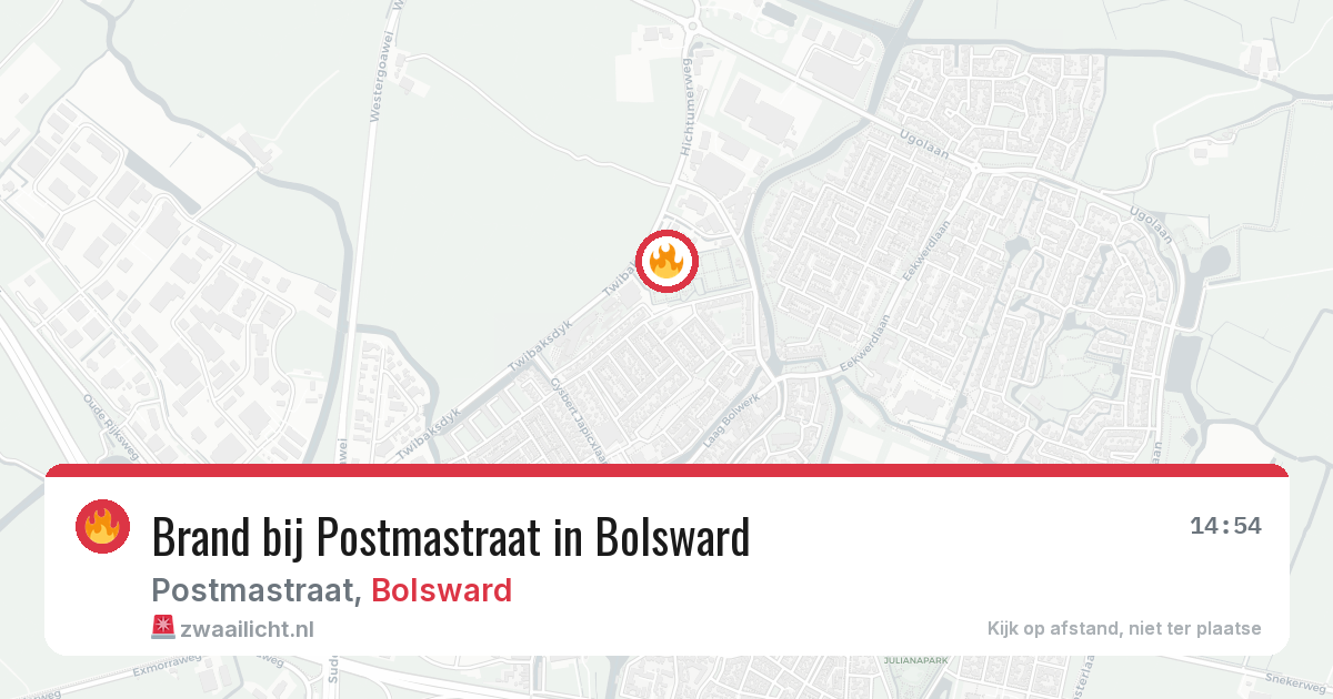 Brand bij Postmastraat in Bolsward — 19 jun 2026