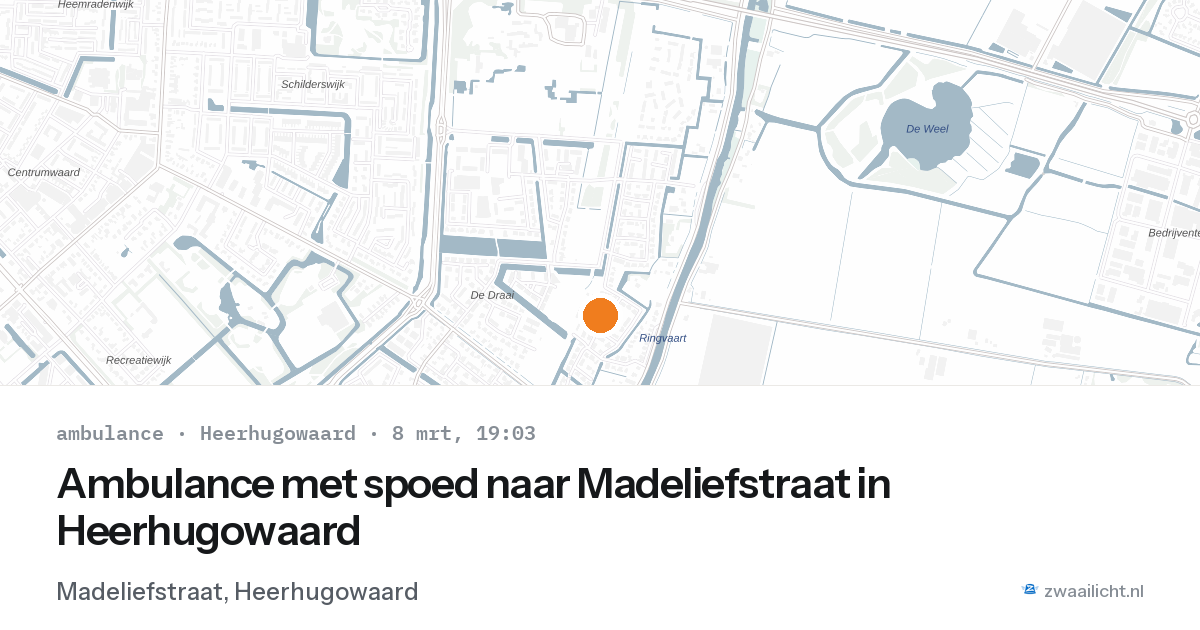 Ambulance met spoed naar Madeliefstraat in Heerhugowaard — 8 mrt 2026