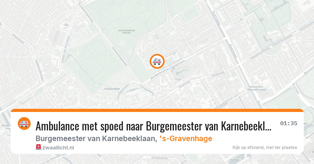 Ambulance met spoed naar Burgemeester van Karnebeeklaan in 's-Gravenhage — 19 jul 2026