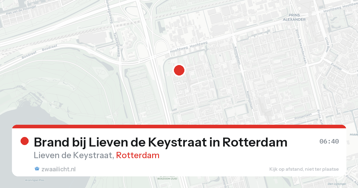 Brand bij Lieven de Keystraat in Rotterdam — 20 aug 2026