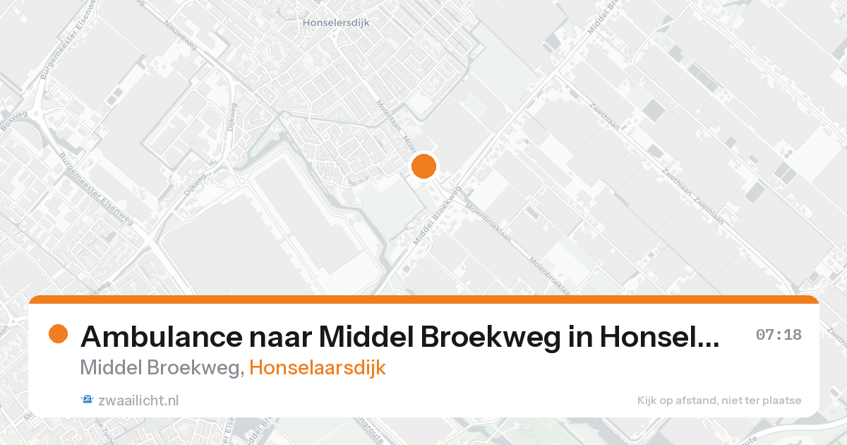 Ambulance naar Middel Broekweg in Honselaarsdijk — 17 aug 2026