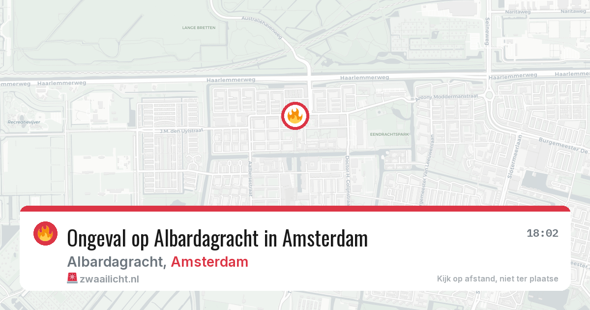 Ongeval op Albardagracht in Amsterdam — 8 aug 2026