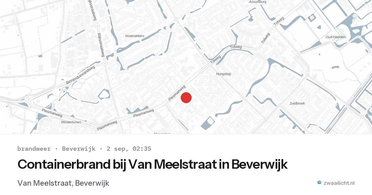 Containerbrand bij Van Meelstraat in Beverwijk — 2 sep 2026